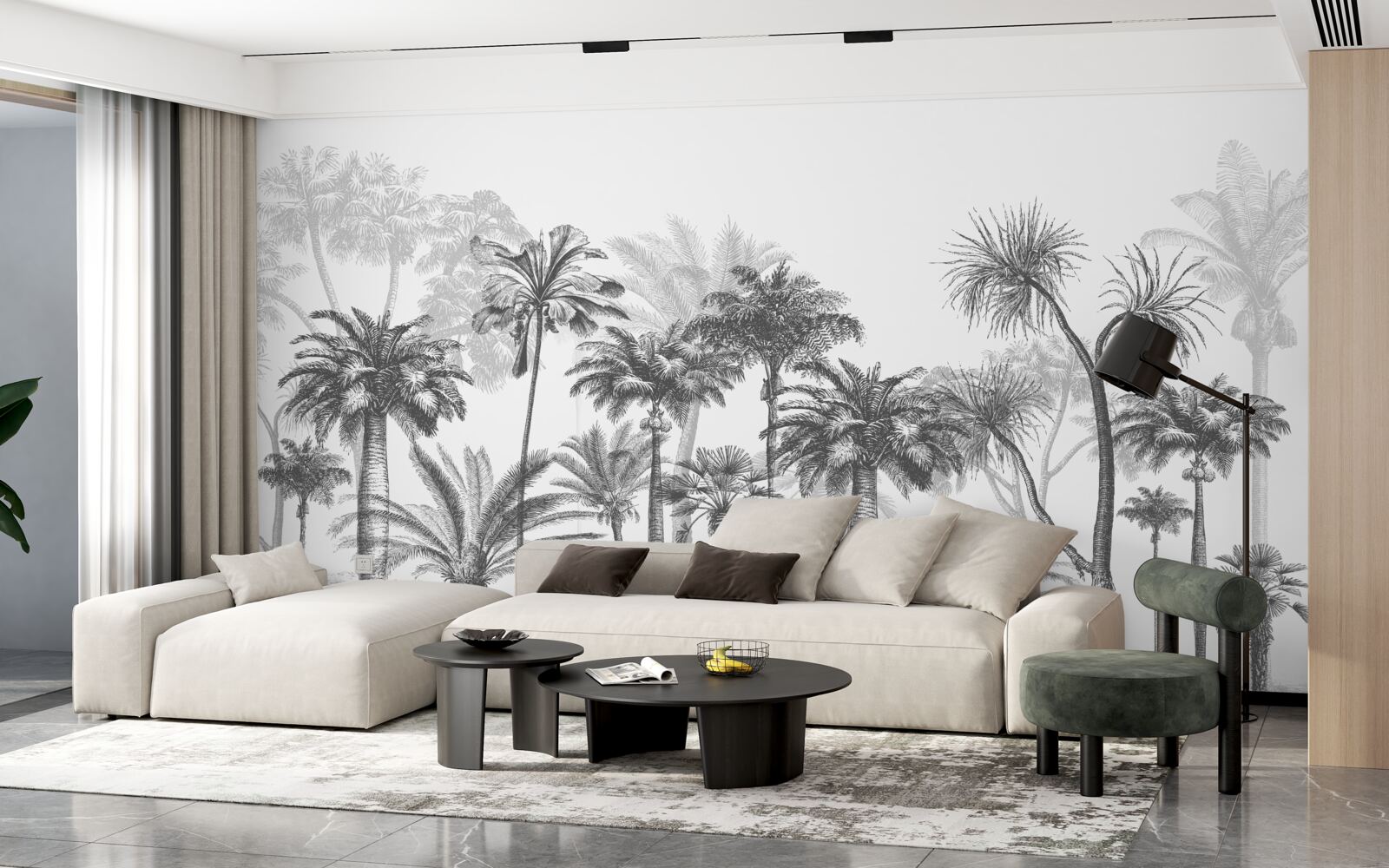Fotobehang vector afbeelding van palmbomen