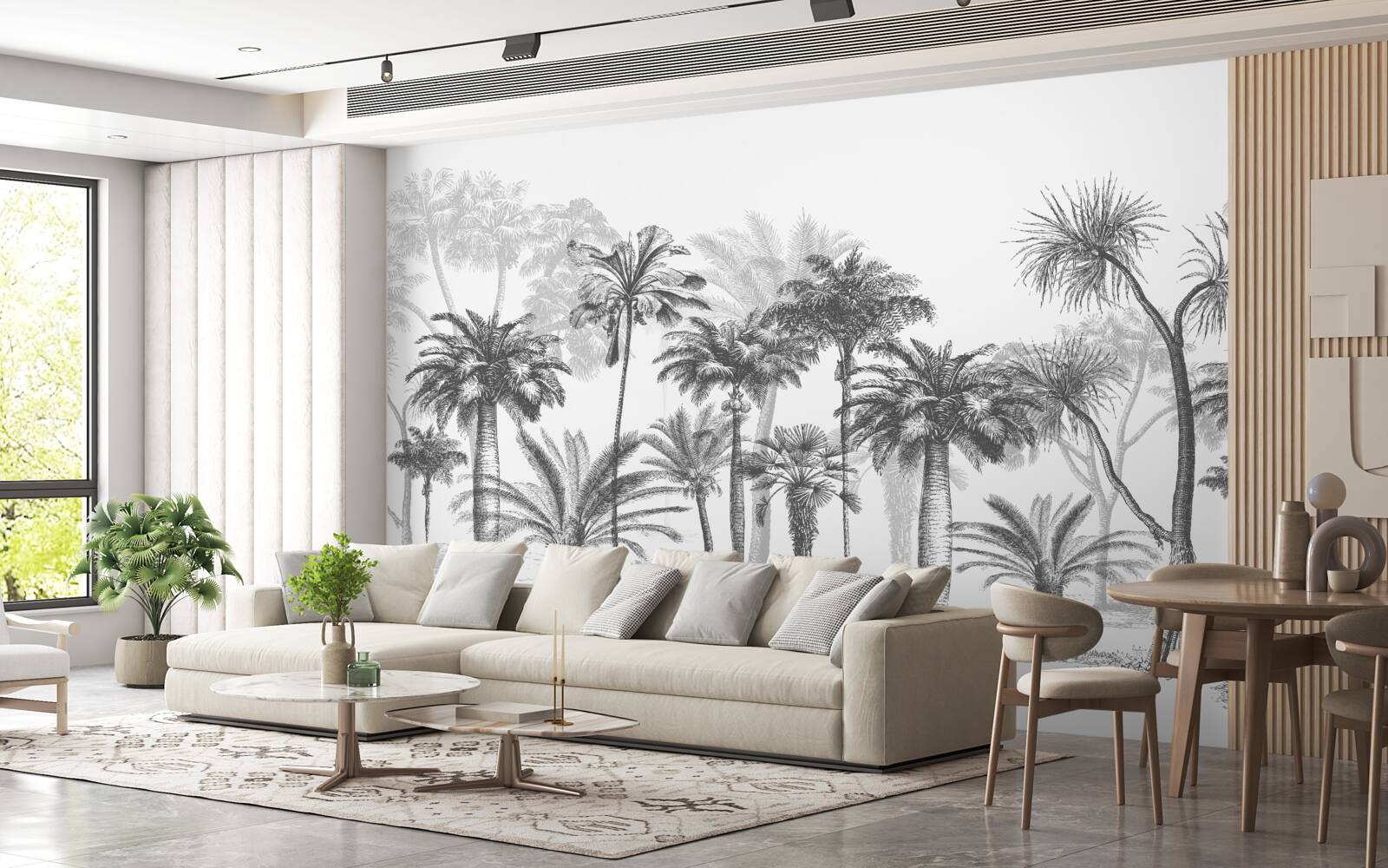 Fotobehang vector afbeelding van palmbomen