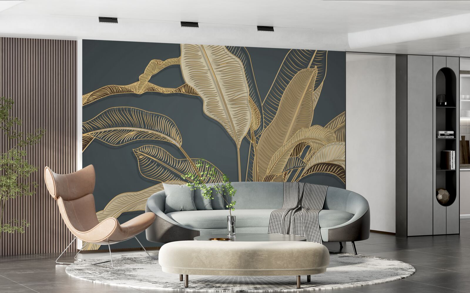 Fotobehang gedraaid bladgoud