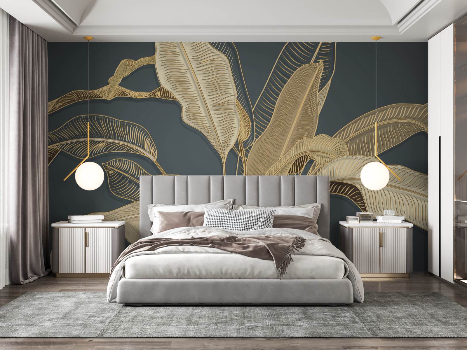 Fotobehang gedraaid bladgoud