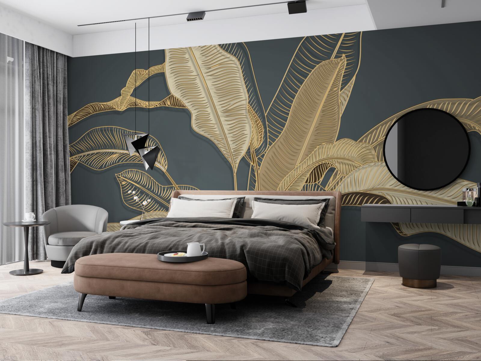 Fotobehang gedraaid bladgoud