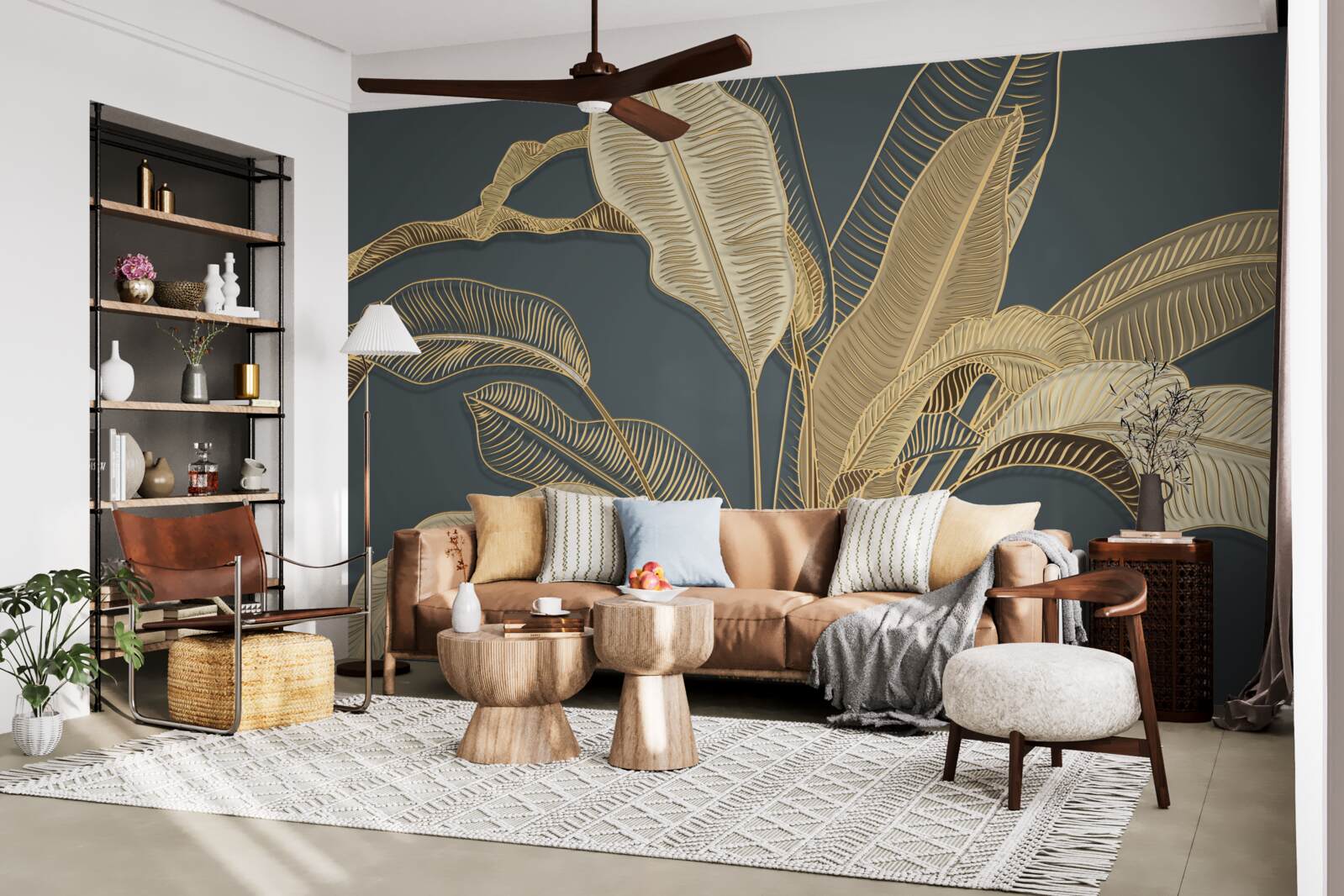 Fotobehang gedraaid bladgoud