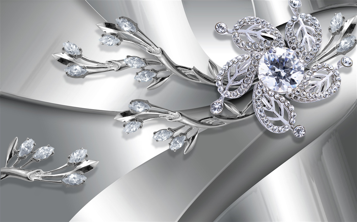 Fotobehang knop en takken van stenen