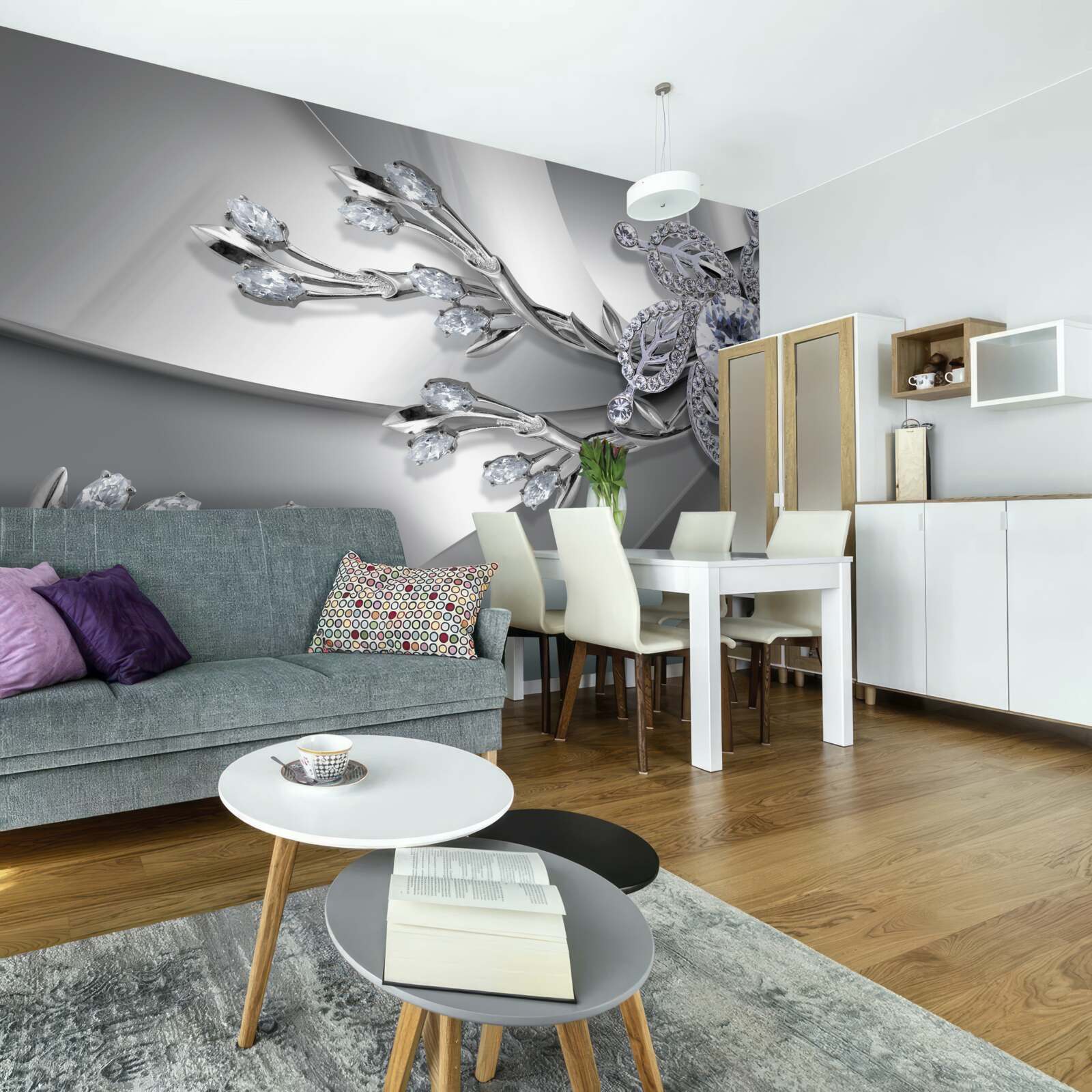 Fotobehang knop en takken van stenen