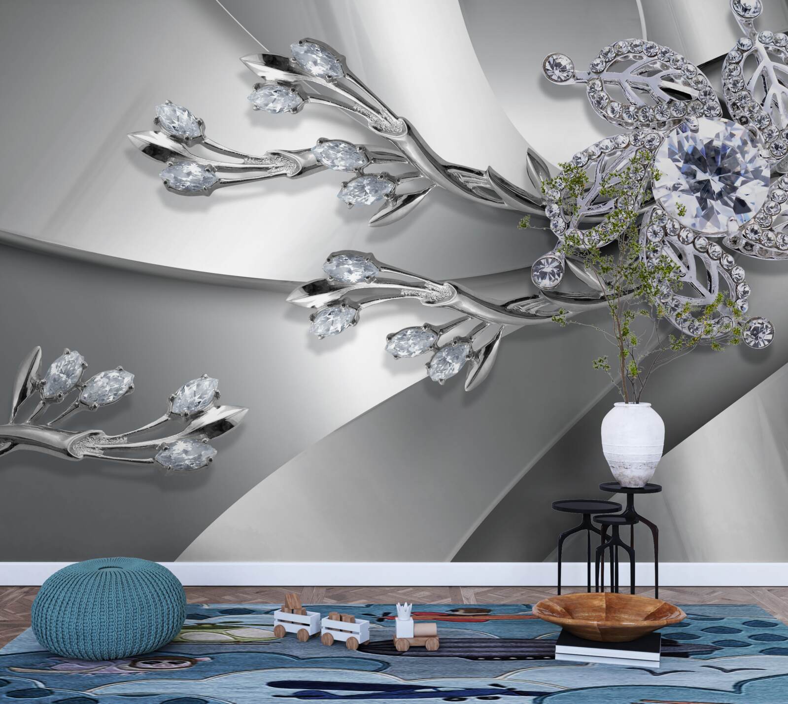 Fotobehang knop en takken van stenen