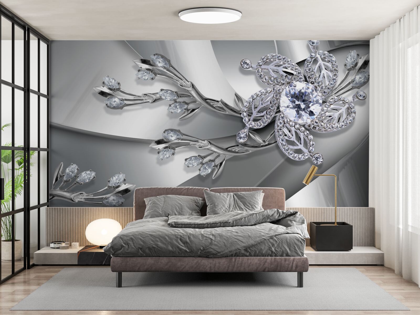 Fotobehang knop en takken van stenen