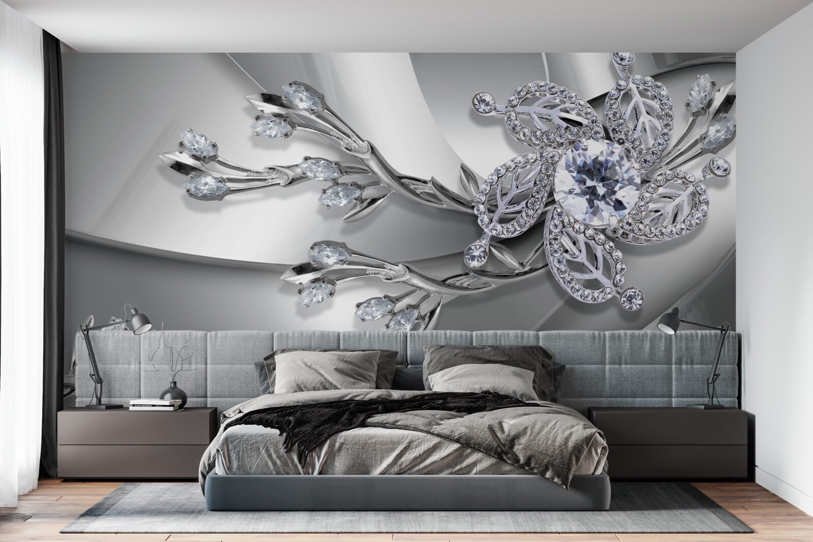 Fotobehang knop en takken van stenen