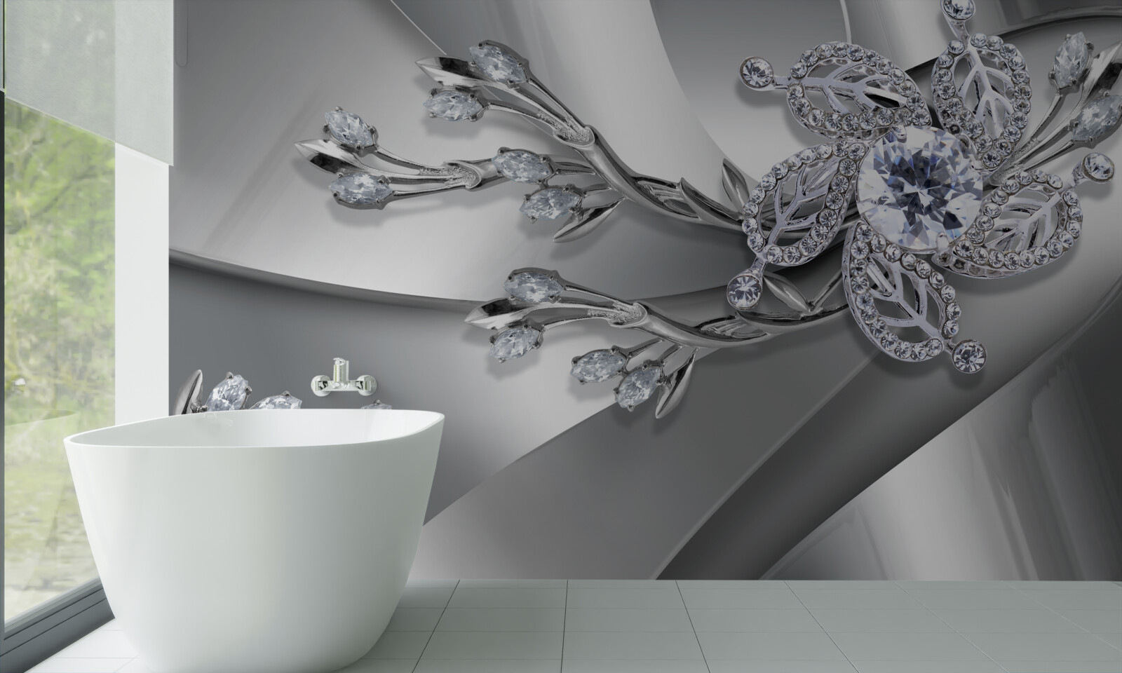 Fotobehang knop en takken van stenen