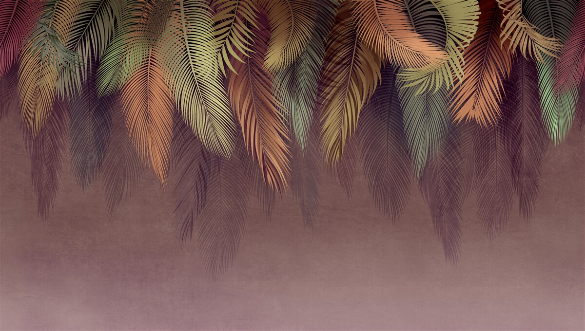 Fotobehang bungelende veren in verschillende kleuren