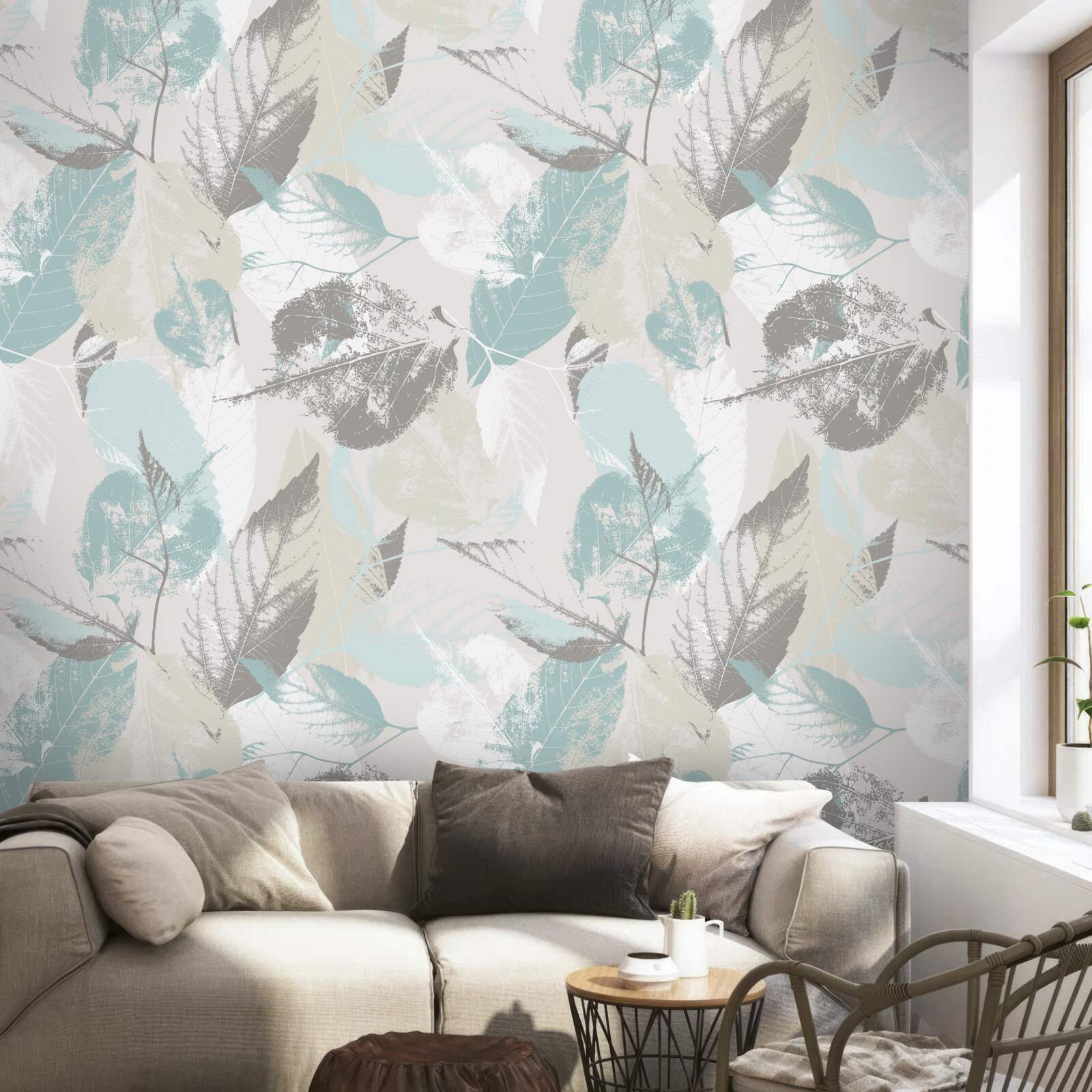 Fotobehang bladeren zijn geschilderd met penseelstreken