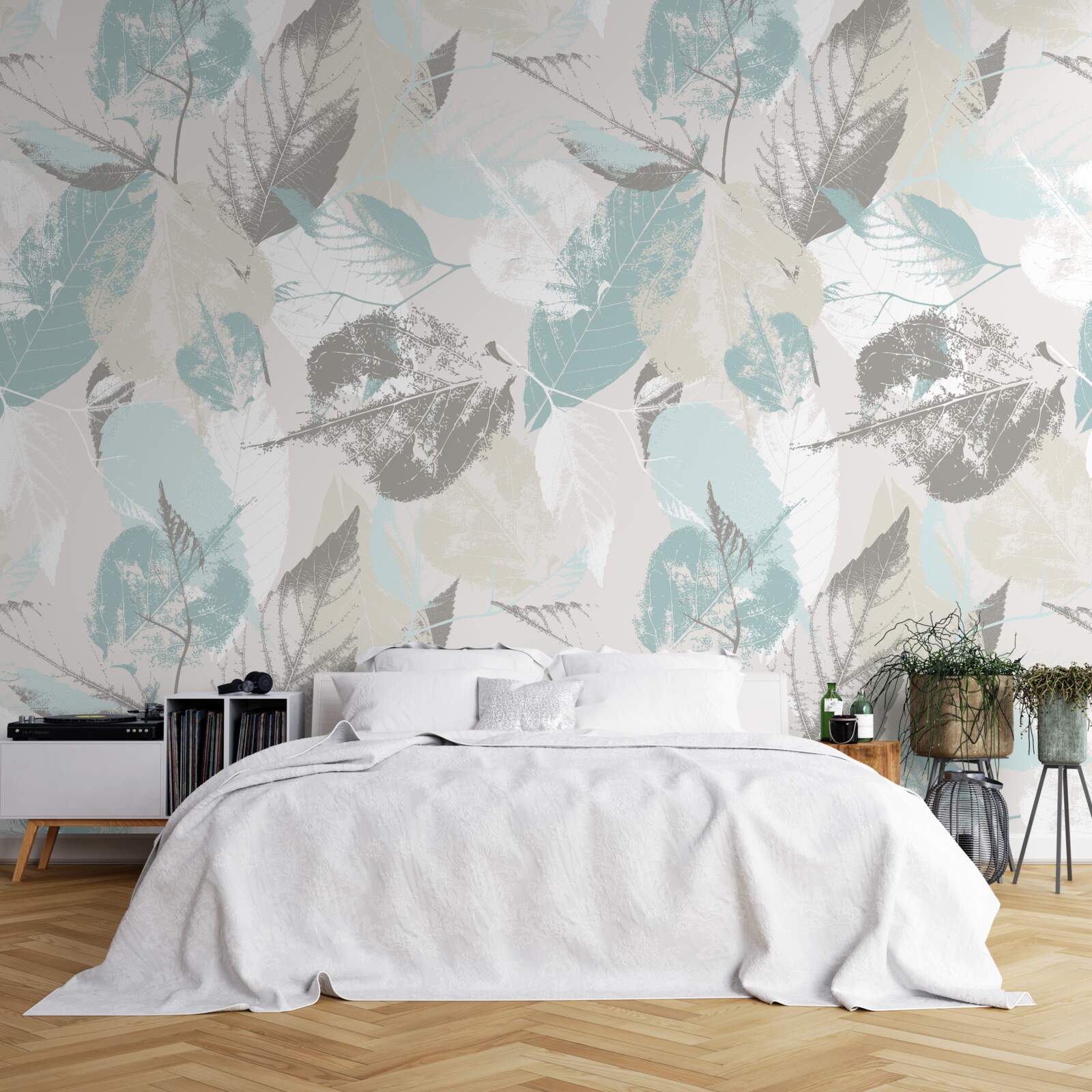 Fotobehang bladeren zijn geschilderd met penseelstreken