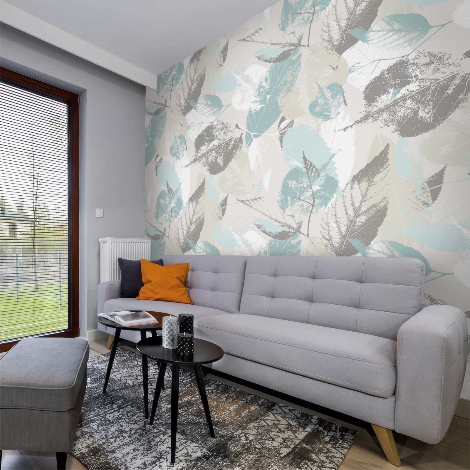 Fotobehang bladeren zijn geschilderd met penseelstreken