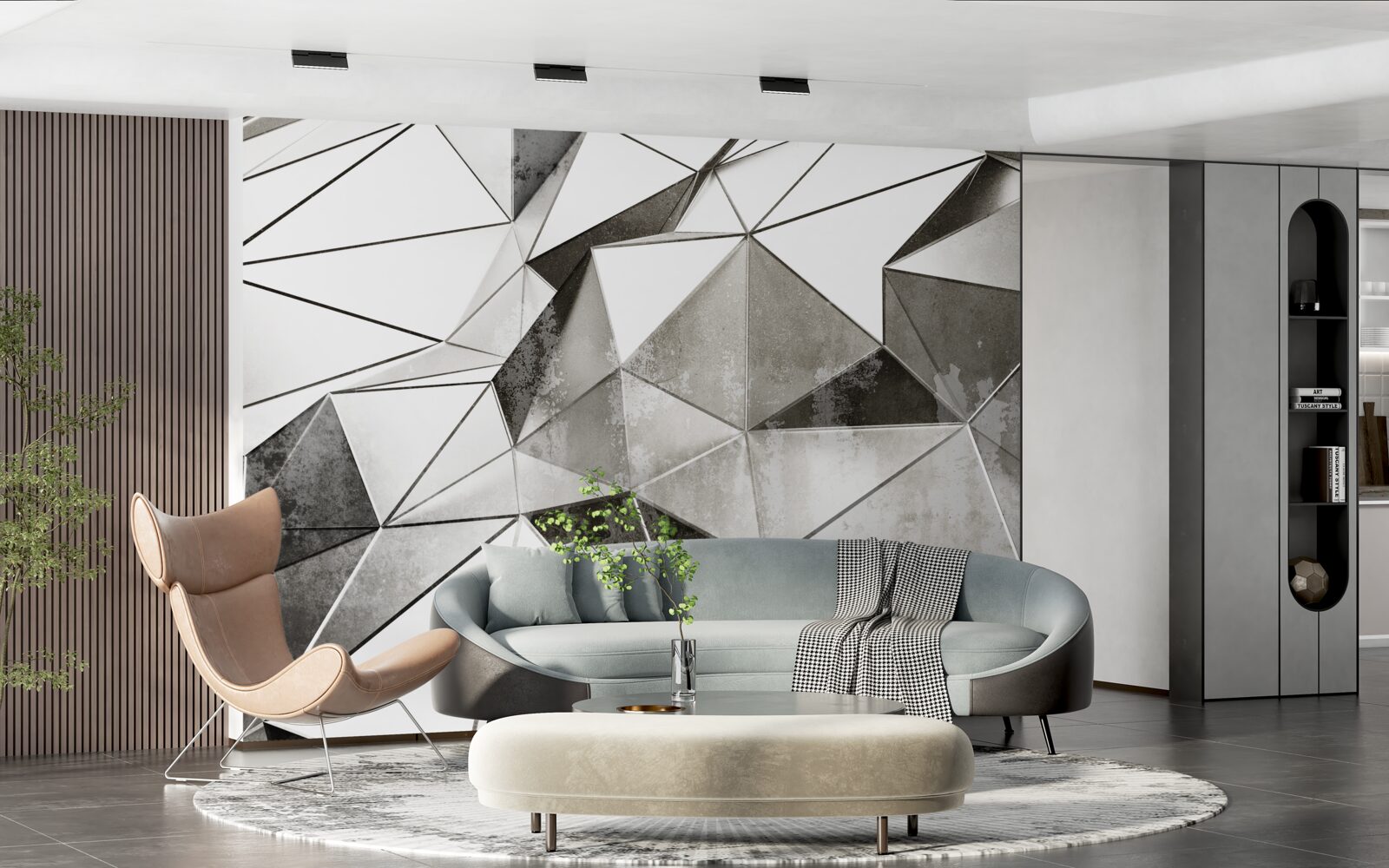 Fotobehang abstracte zwarte en witte achtergrond in geometrische stijl