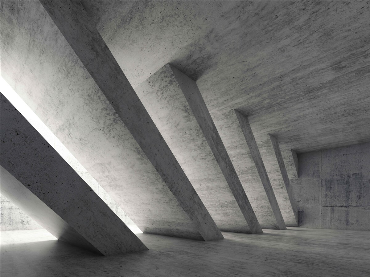 Fotobehang grijze tunnel in architecturale stijl