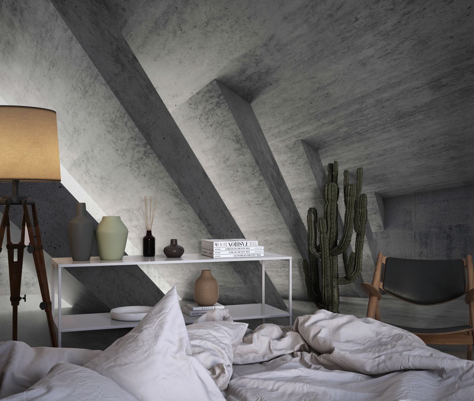 Fotobehang grijze tunnel in architecturale stijl