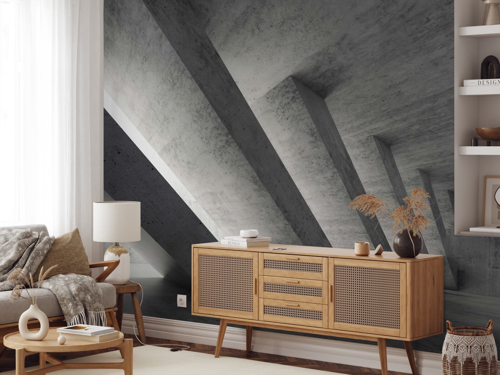 Fotobehang grijze tunnel in architecturale stijl