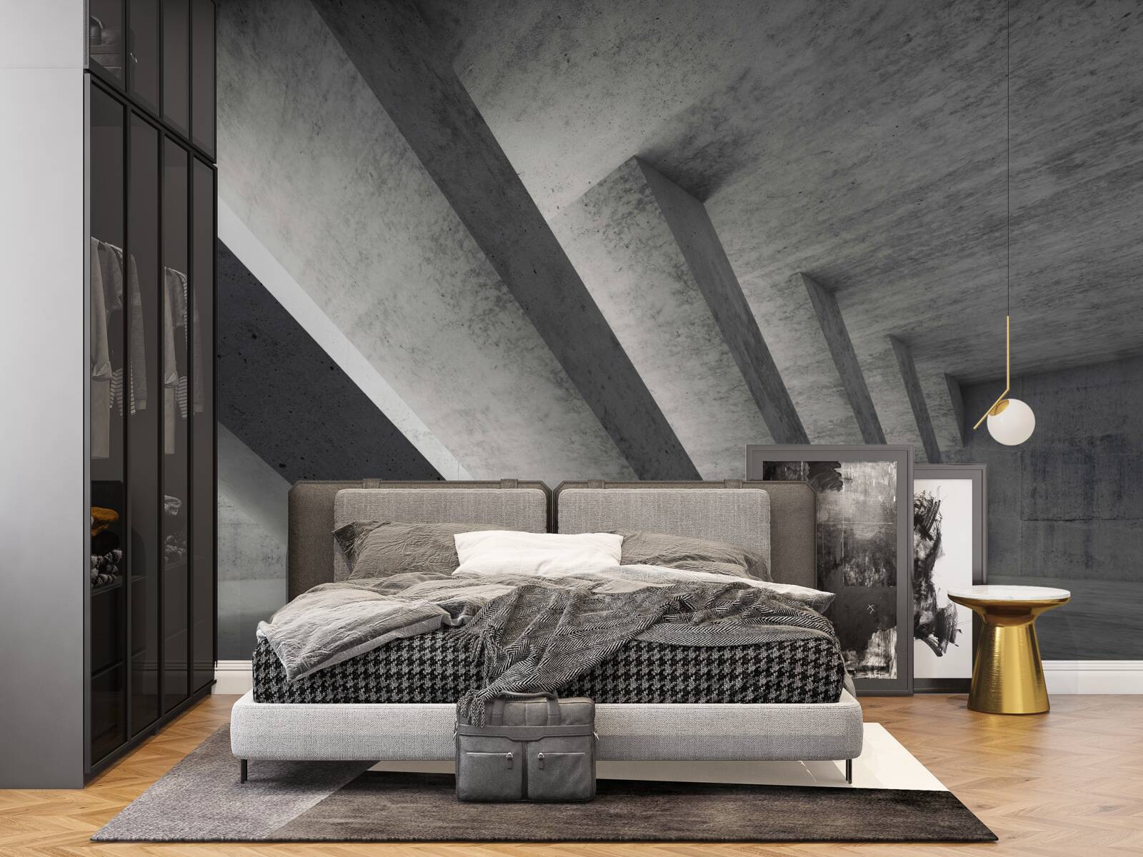 Fotobehang grijze tunnel in architecturale stijl