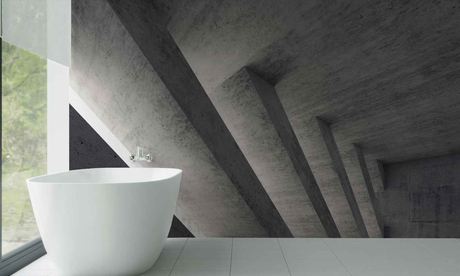 Fotobehang grijze tunnel in architecturale stijl