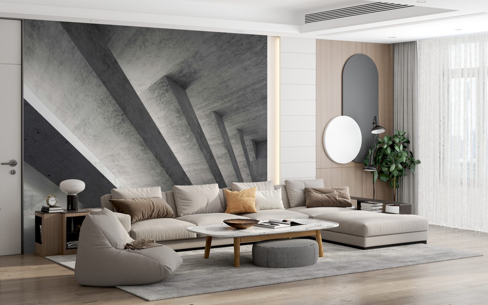 Fotobehang grijze tunnel in architecturale stijl