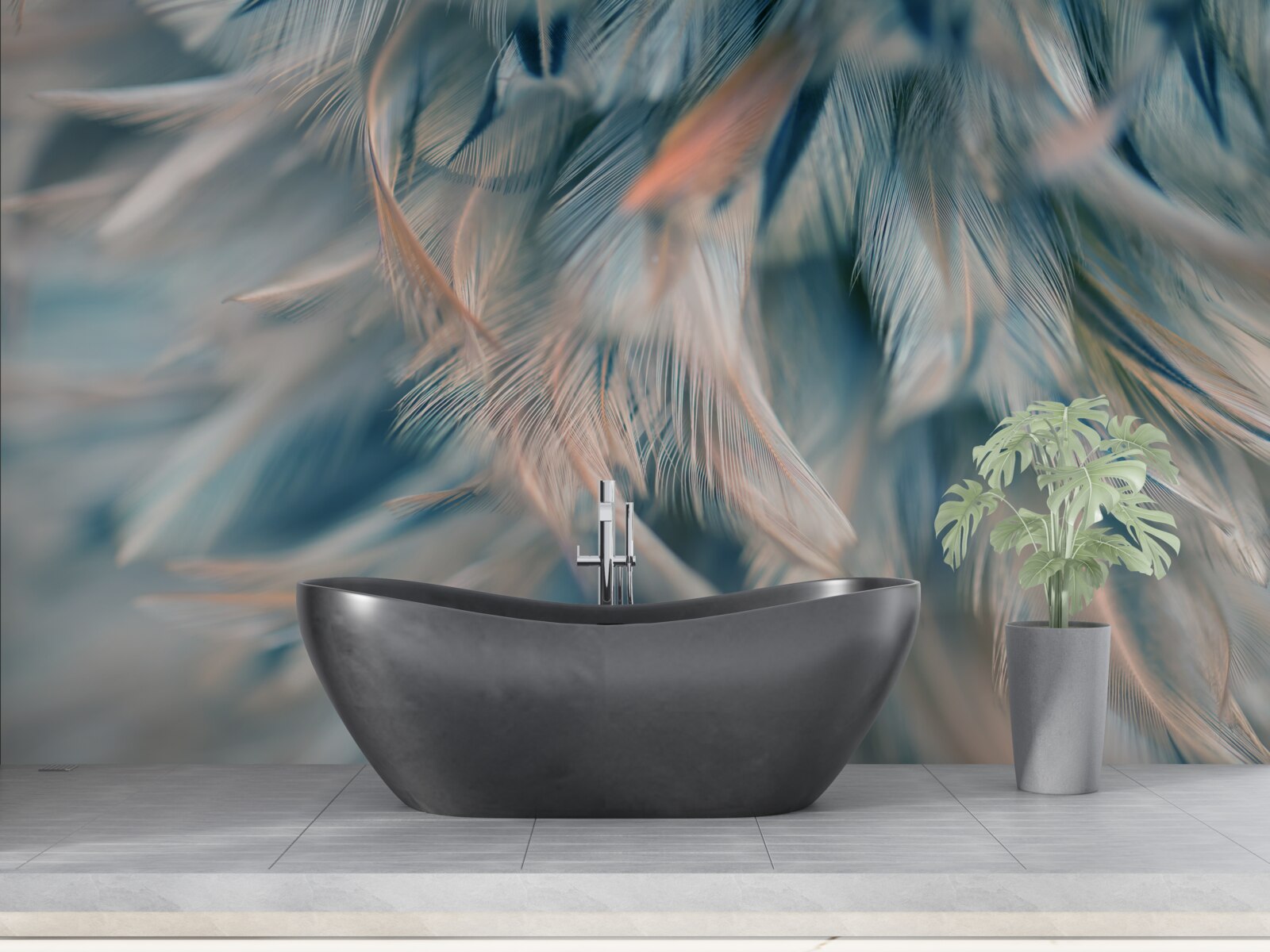 Fotobehang zachte achtergrond van verschillende veren