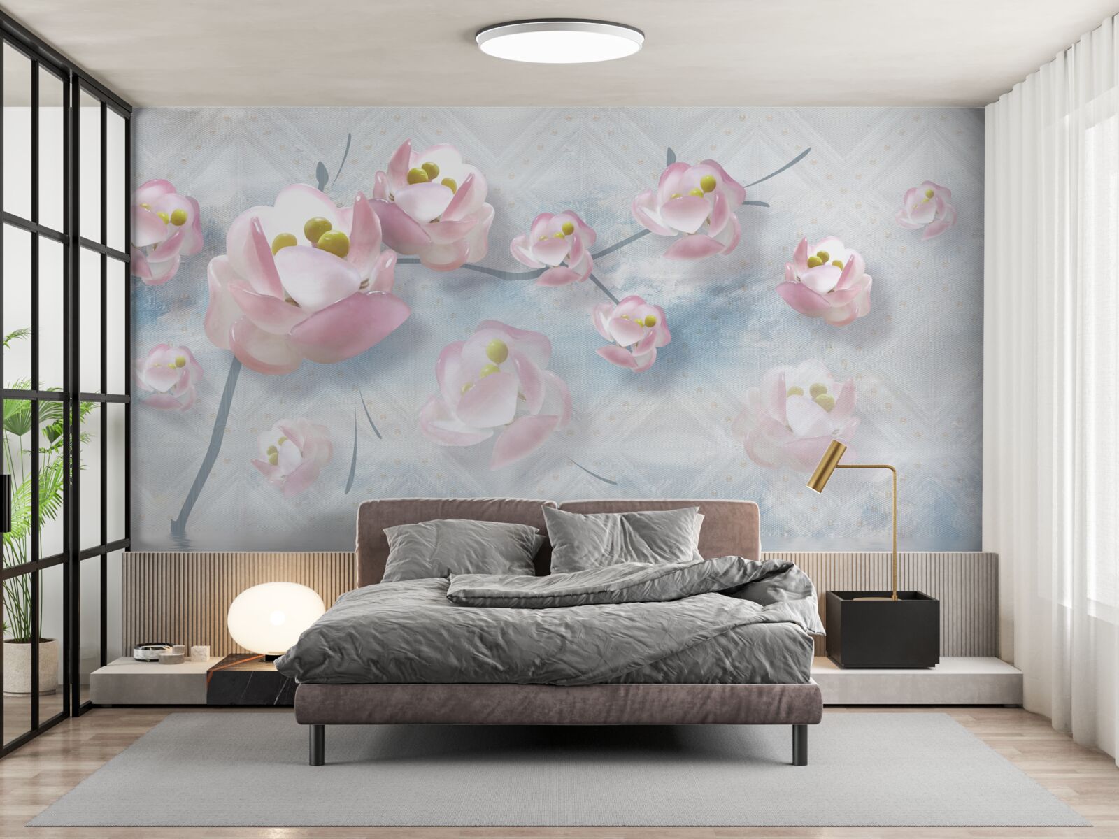 Fotobehang delicate knoppen over vitale elementen