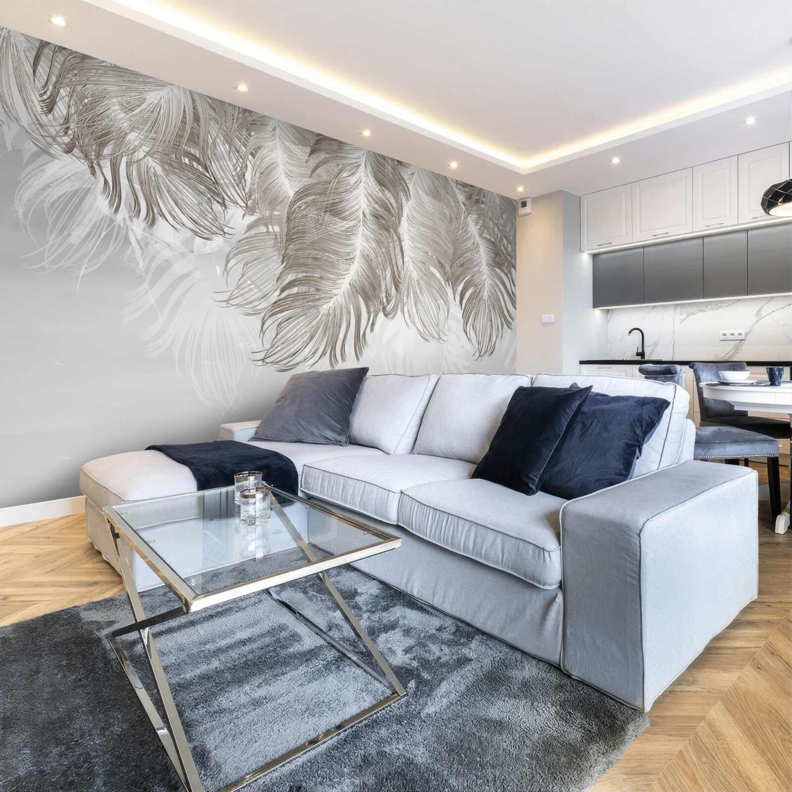 Fotobehang veren die beneden in de lucht hangen