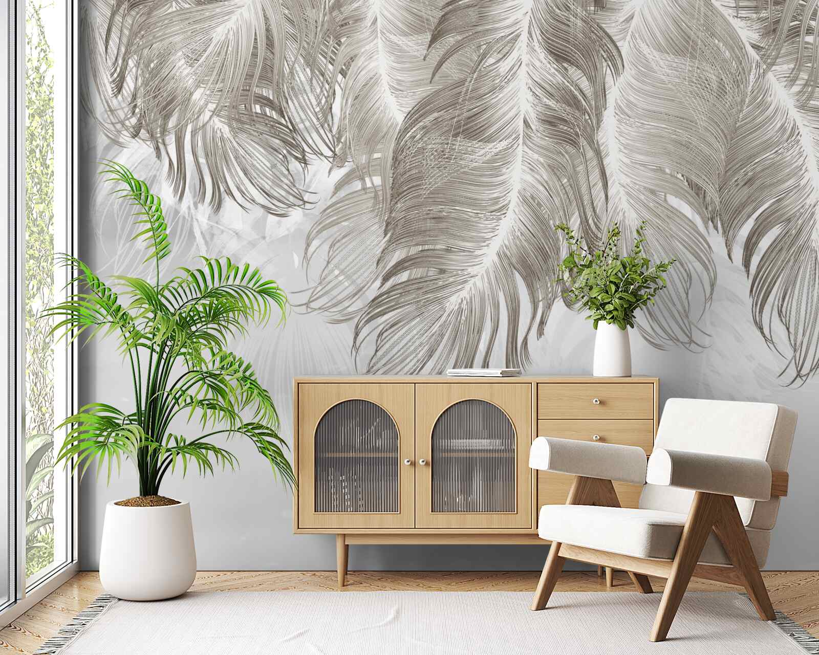 Fotobehang veren die beneden in de lucht hangen