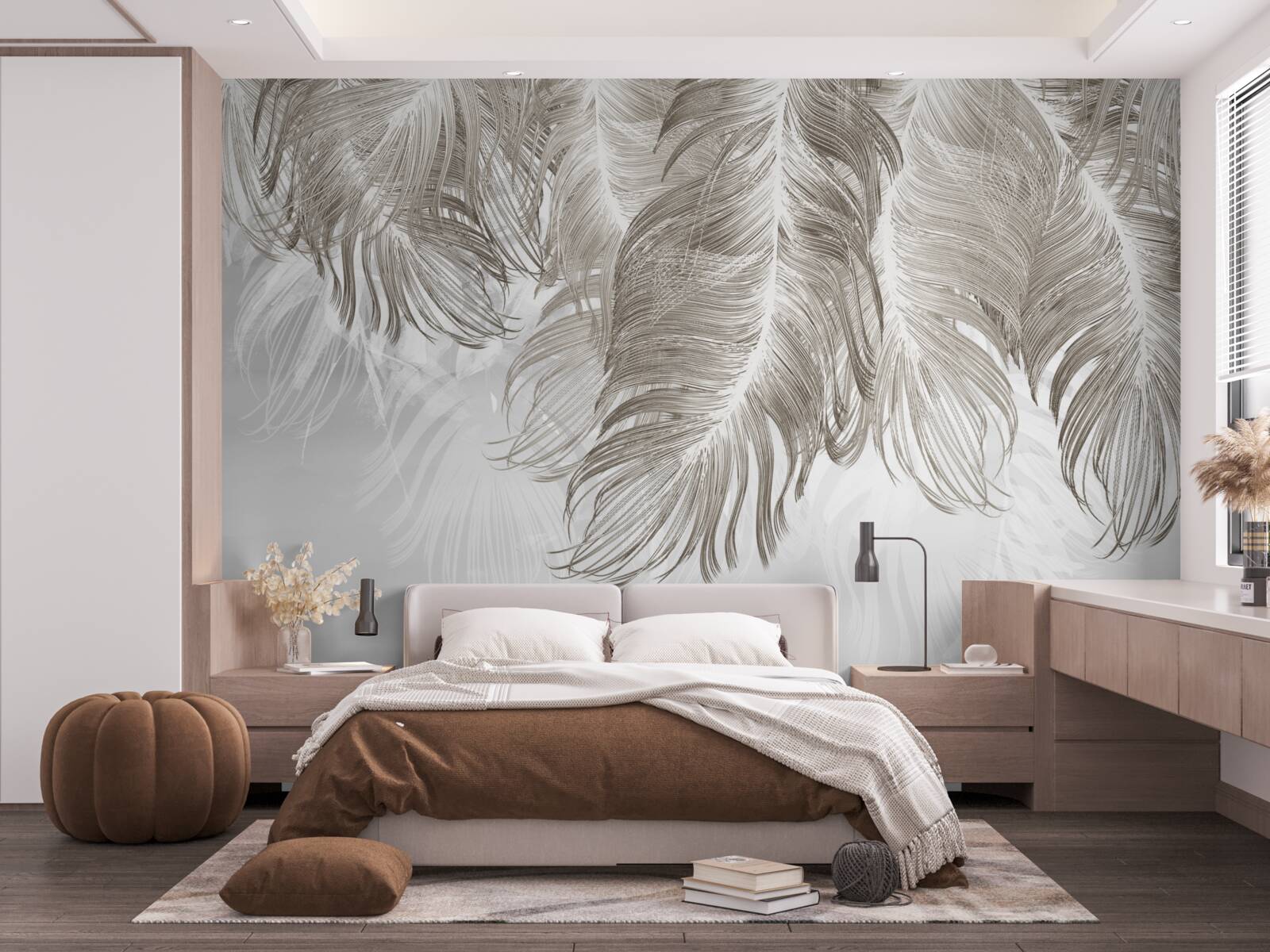 Fotobehang veren die beneden in de lucht hangen