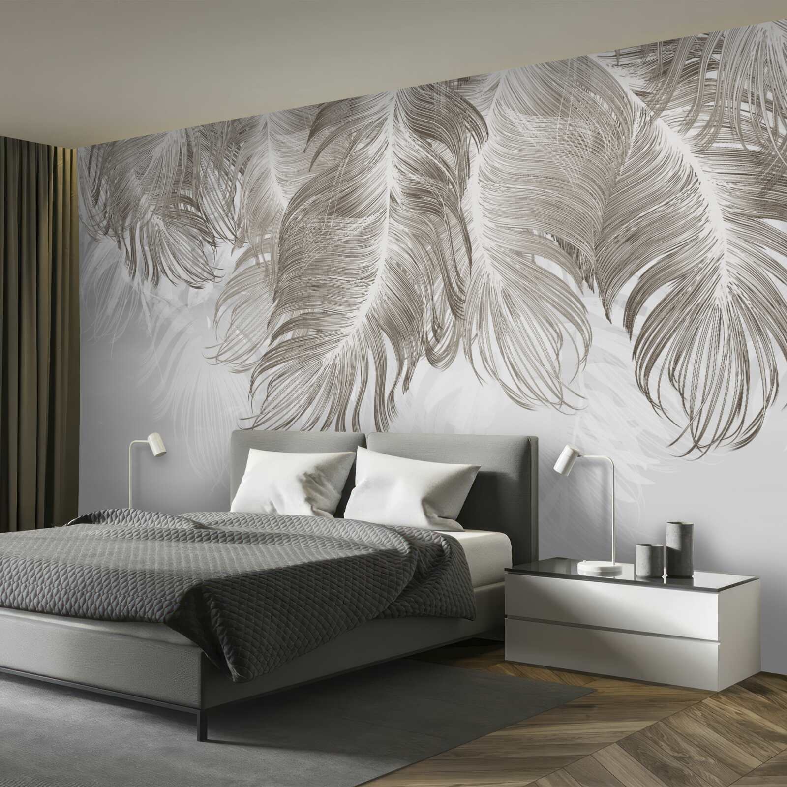 Fotobehang veren die beneden in de lucht hangen