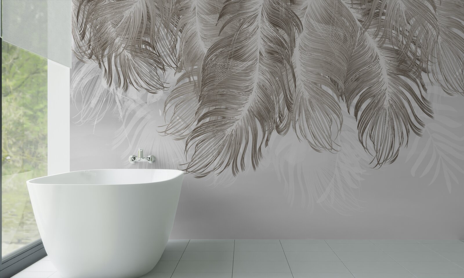 Fotobehang veren die beneden in de lucht hangen