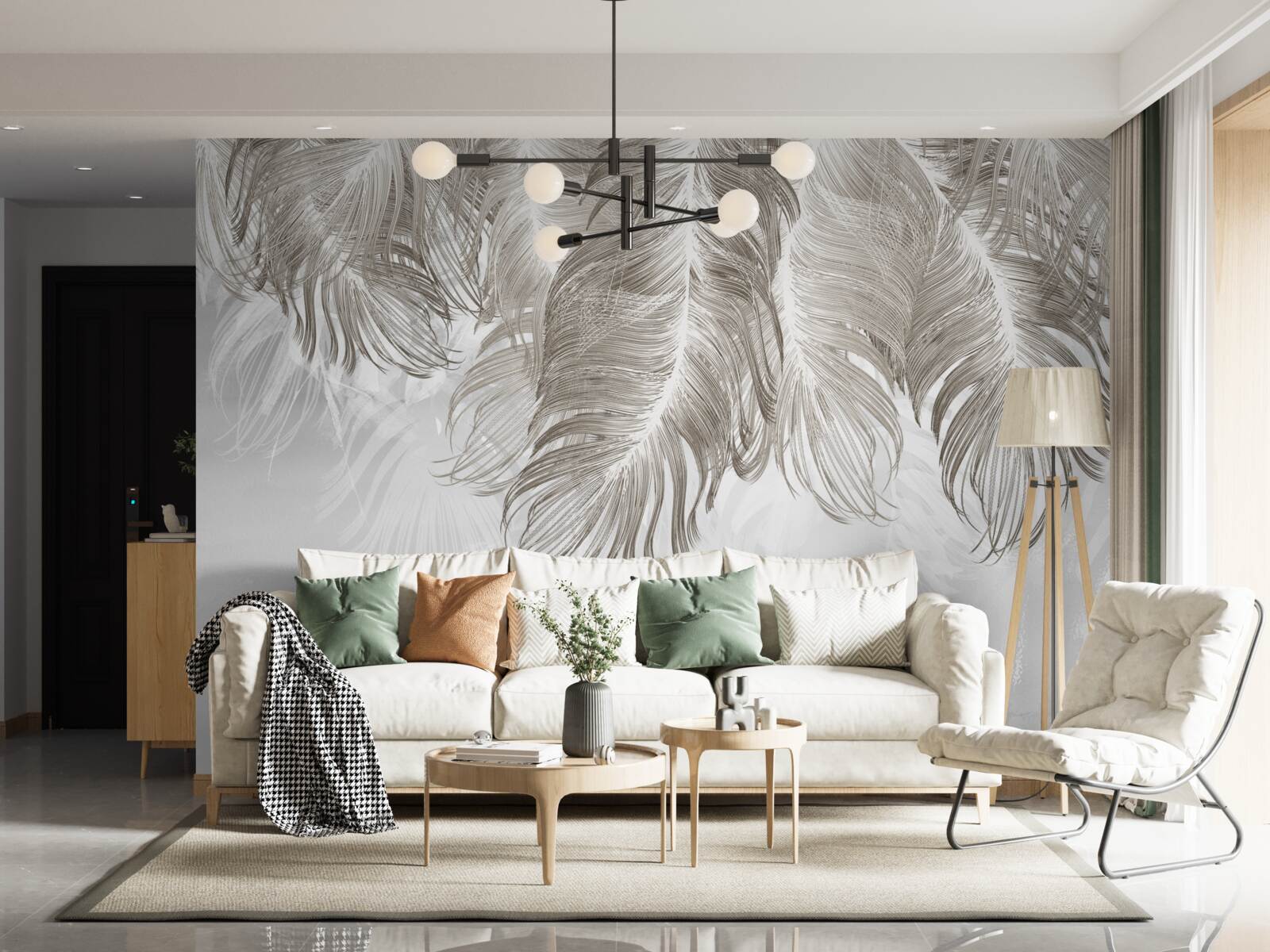 Fotobehang veren die beneden in de lucht hangen