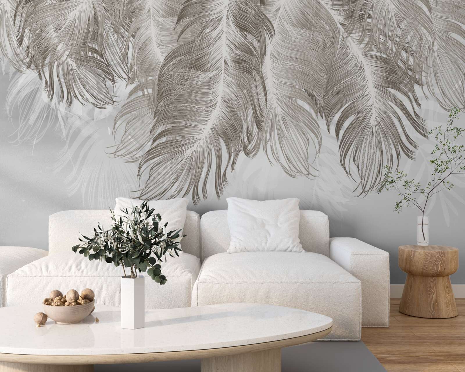 Fotobehang veren die beneden in de lucht hangen