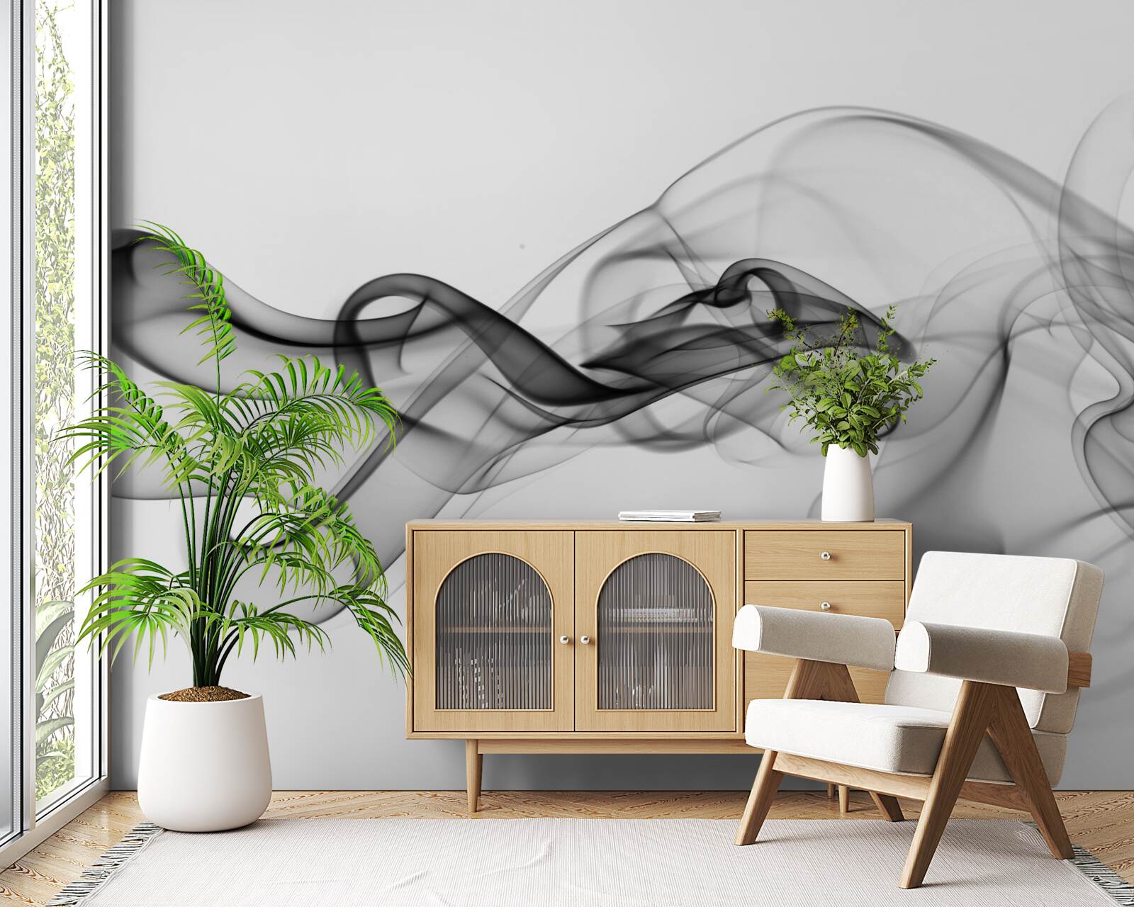 Fotobehang abstractie van zwarte rook