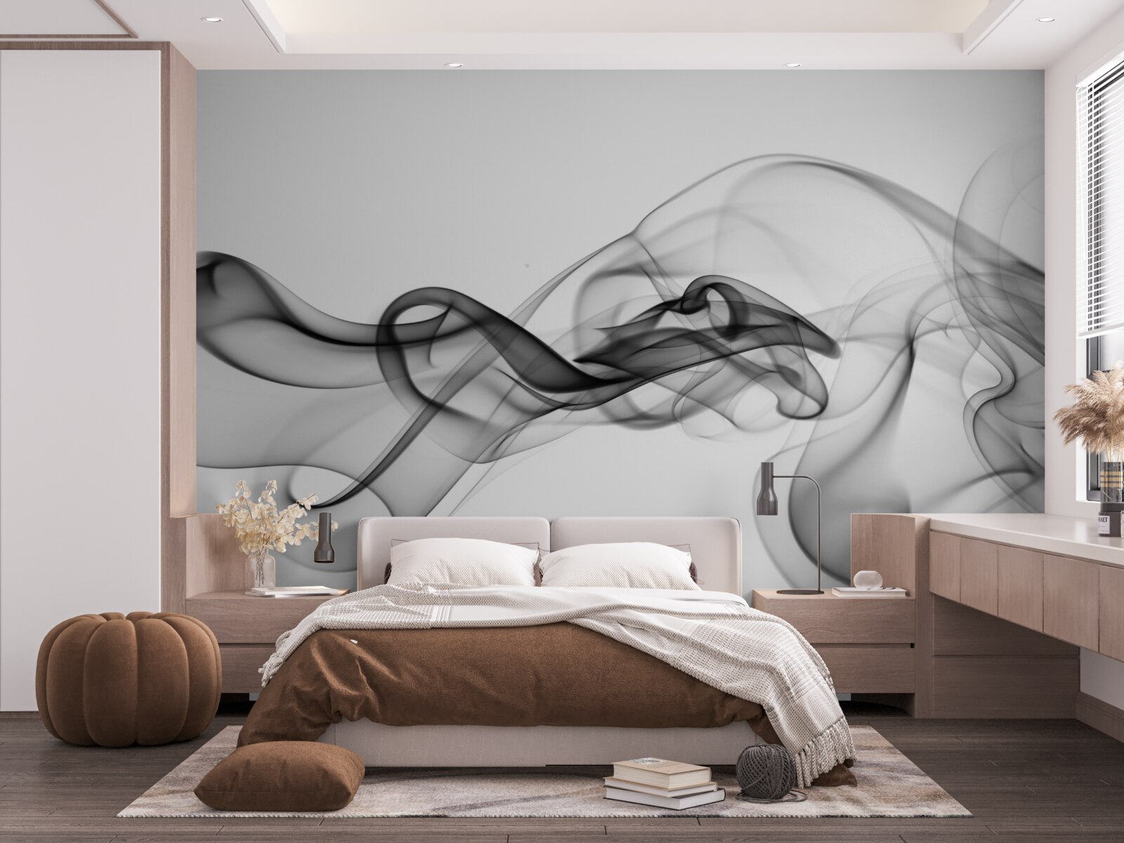 Fotobehang abstractie van zwarte rook