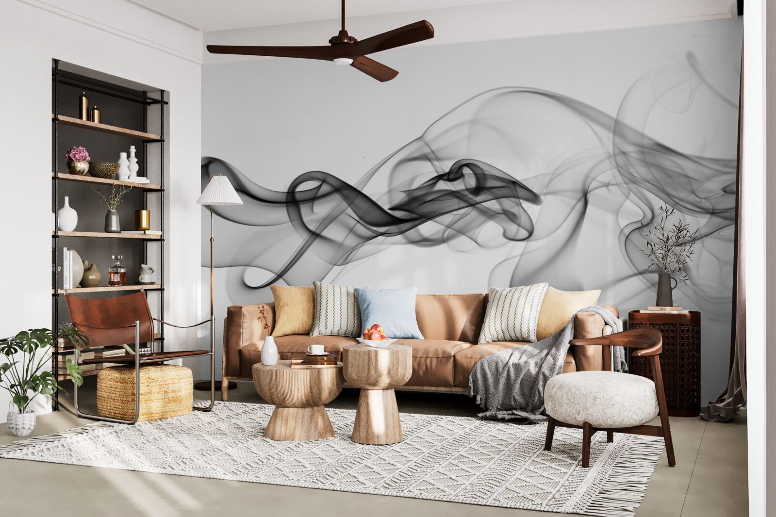 Fotobehang abstractie van zwarte rook