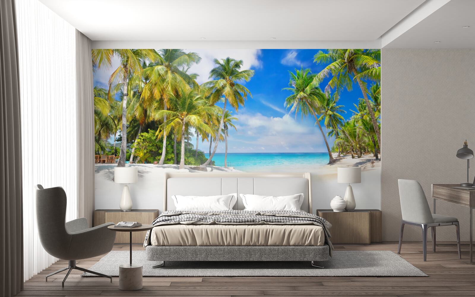 Fotobehang oceaankust met een zanderig oppervlak