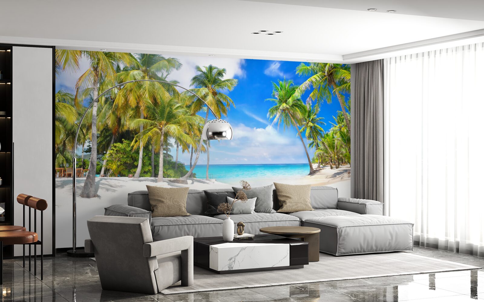 Fotobehang oceaankust met een zanderig oppervlak