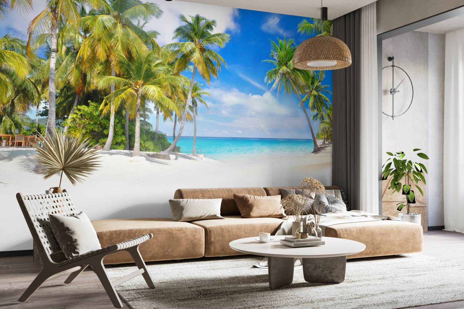 Fotobehang oceaankust met een zanderig oppervlak