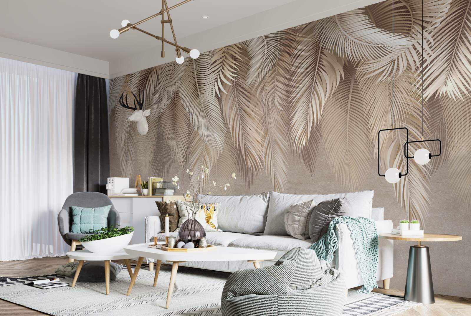 Fotobehang veel gouden donsjacks