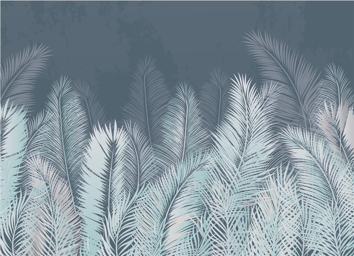 Fotobehang elegante turquoise bladeren