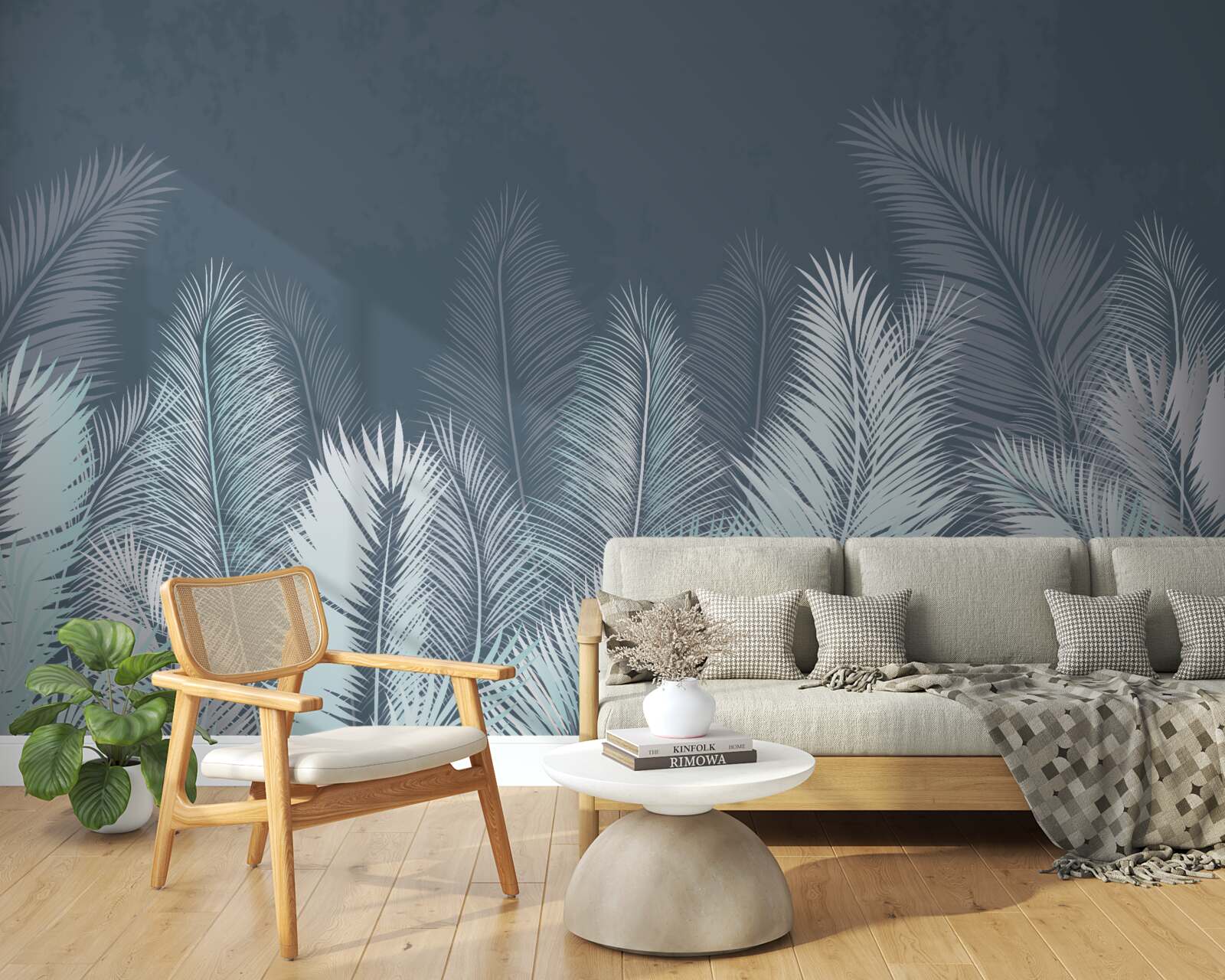 Fotobehang elegante turquoise bladeren