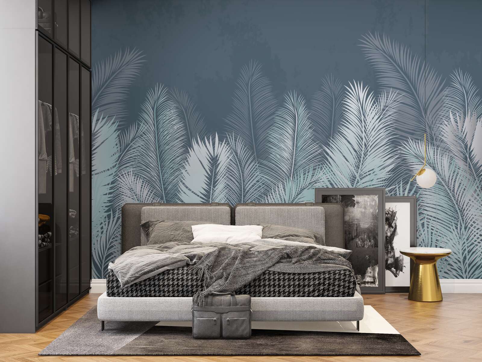 Fotobehang elegante turquoise bladeren