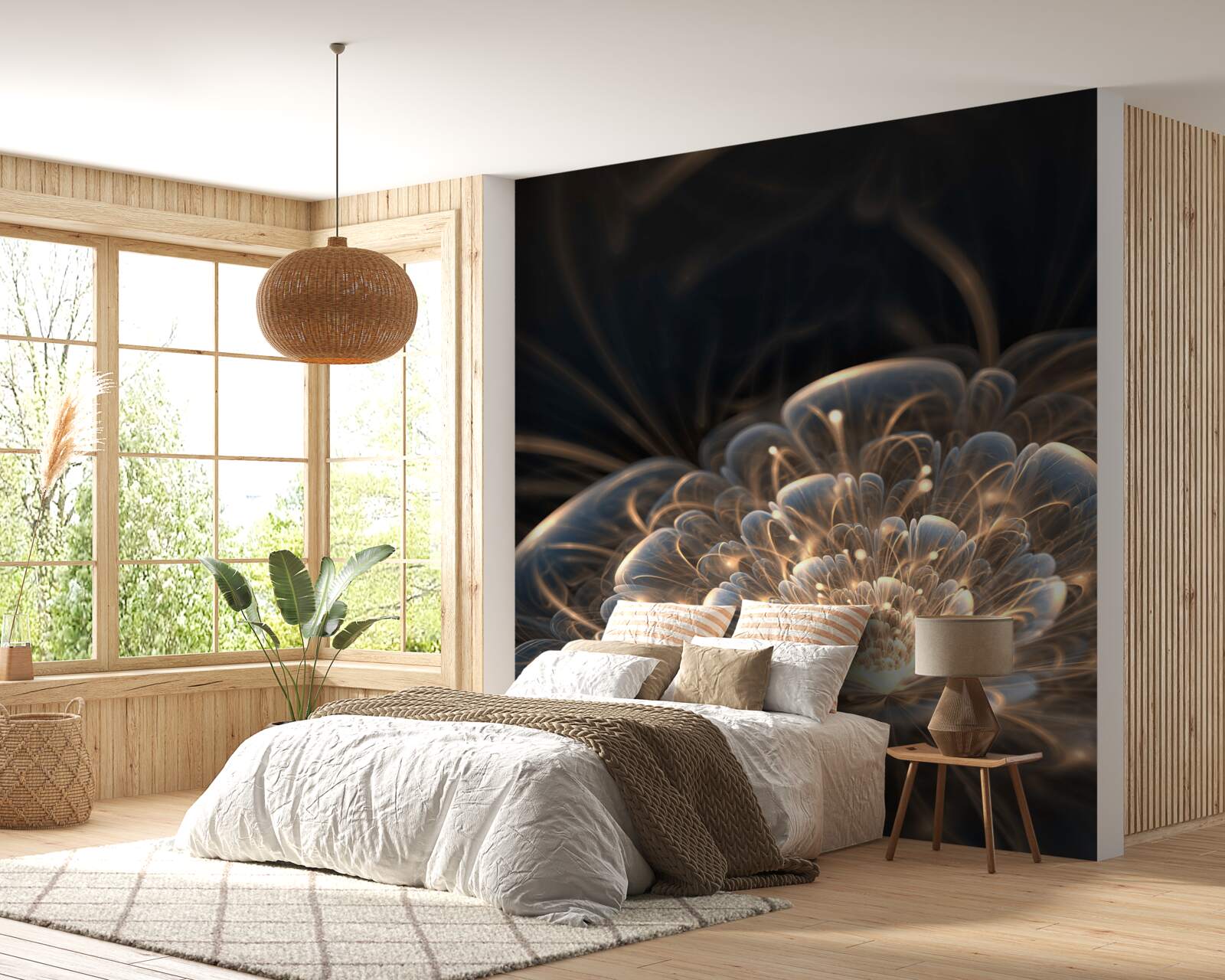 Fotobehang grote bloem van licht