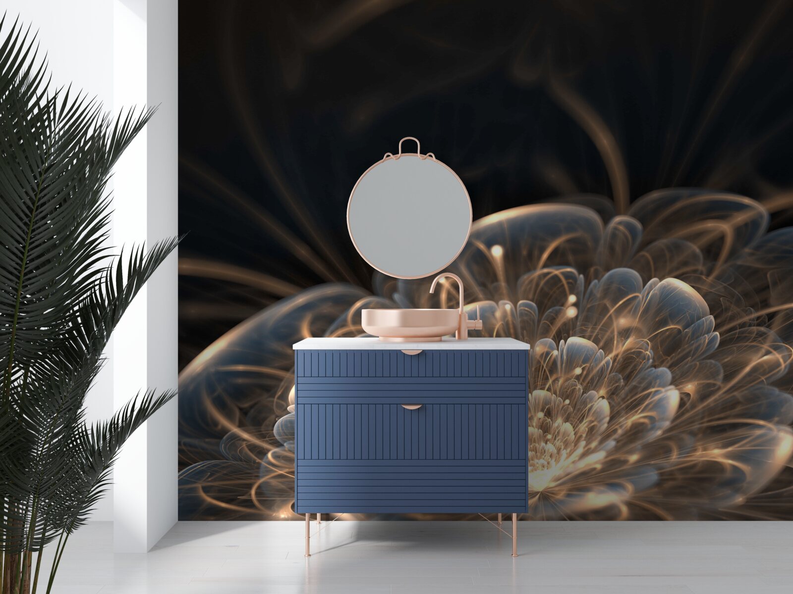 Fotobehang grote bloem van licht