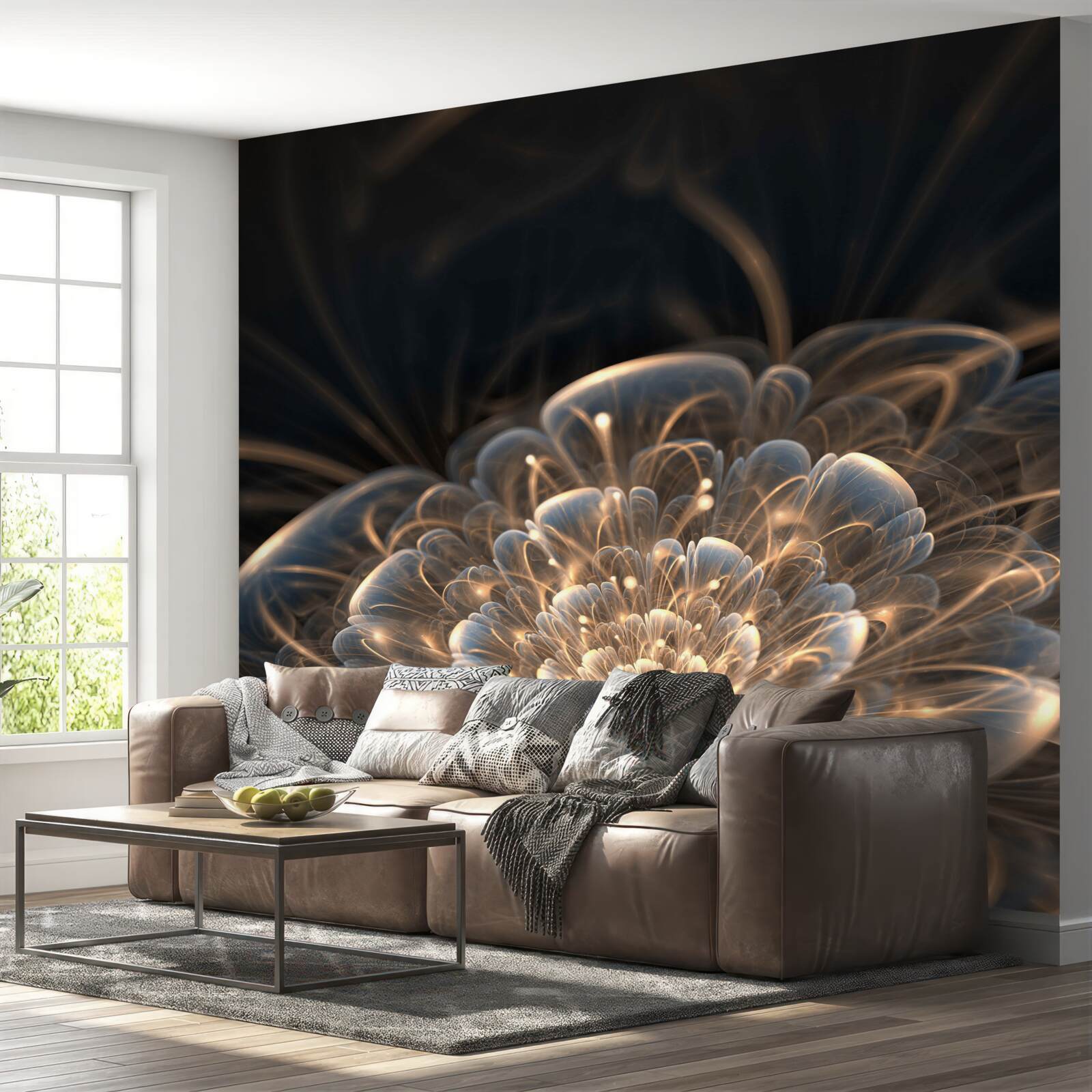 Fotobehang grote bloem van licht