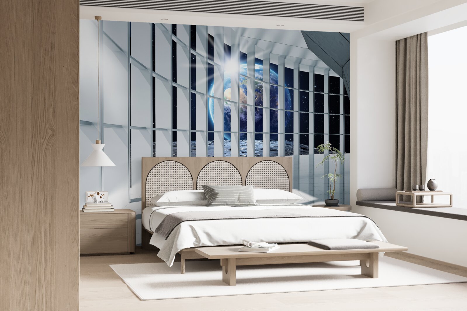 Fotobehang Licht van de planeet dringt door de doorgang van het gebouw