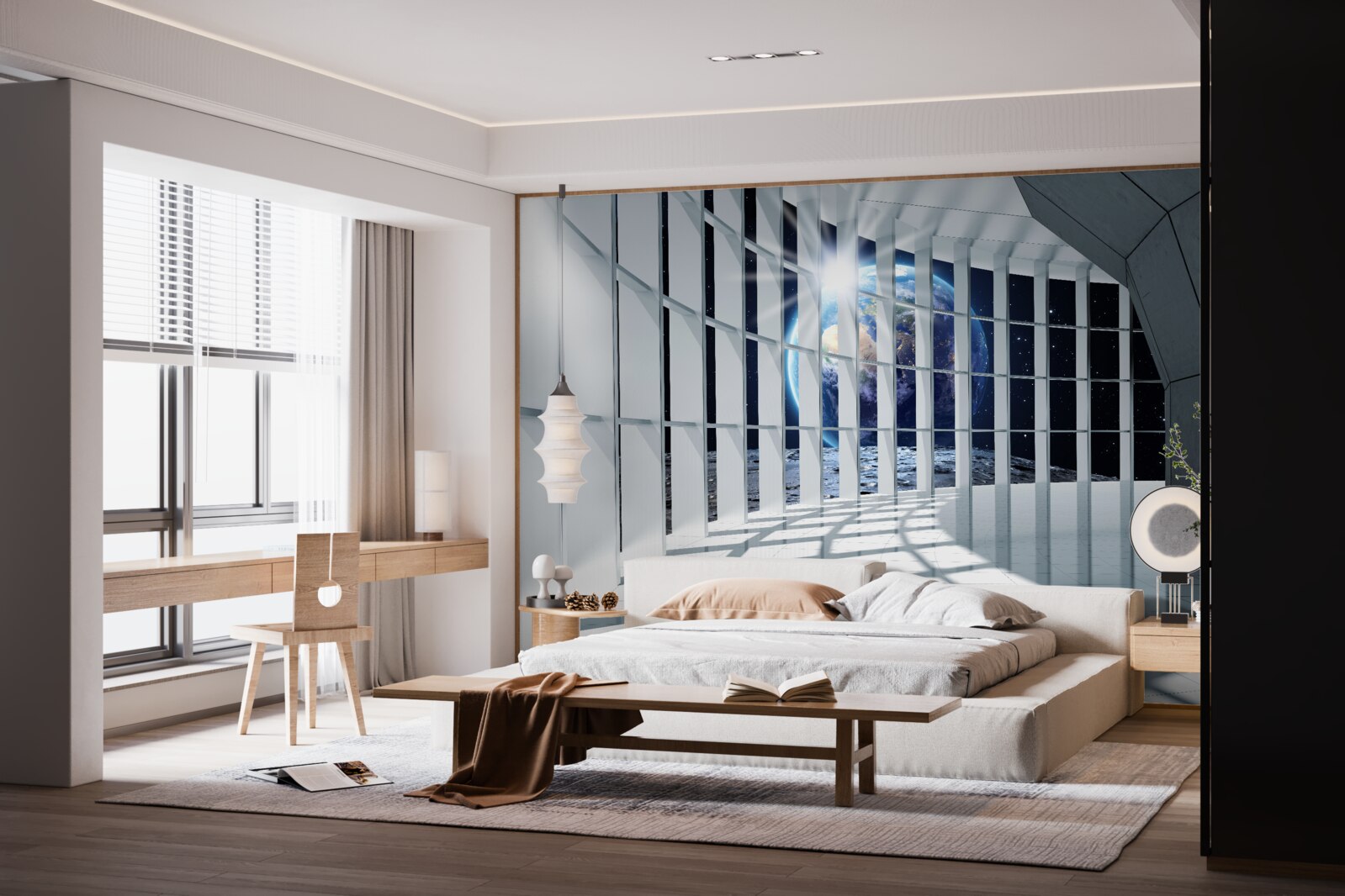 Fotobehang Licht van de planeet dringt door de doorgang van het gebouw