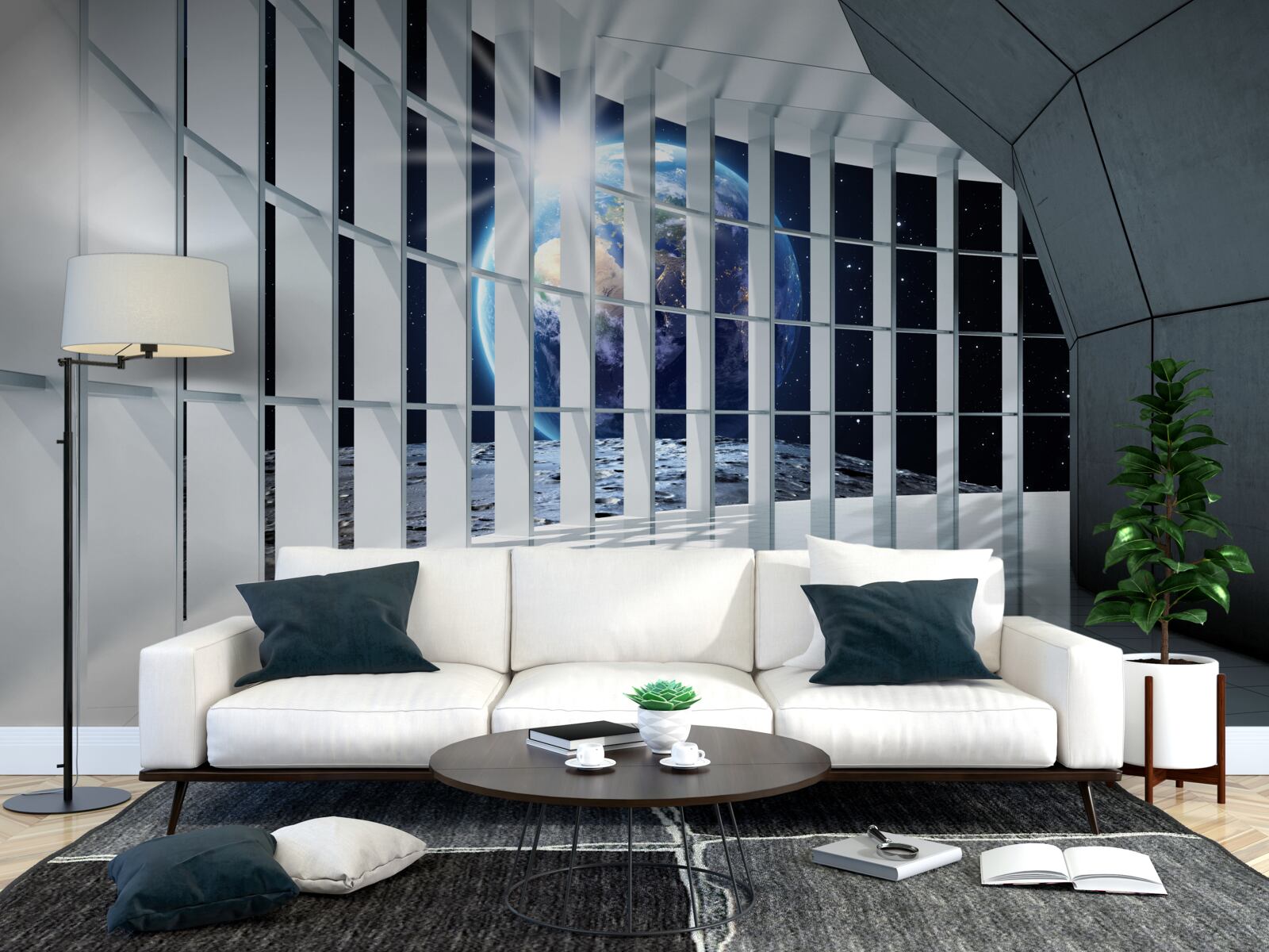 Fotobehang Licht van de planeet dringt door de doorgang van het gebouw