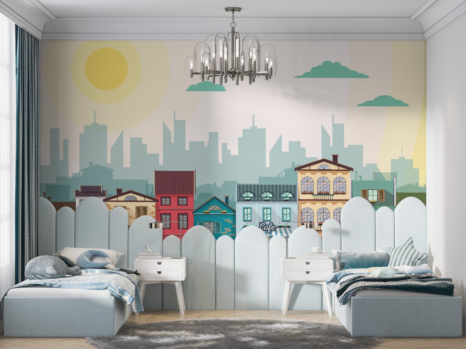 Fotobehang Prachtige huizen in verschillende kleuren