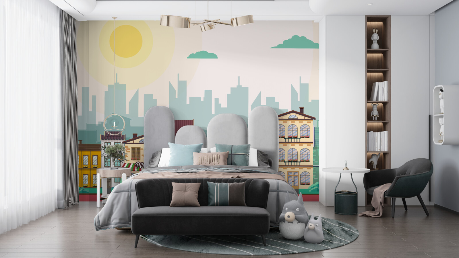 Fotobehang Prachtige huizen in verschillende kleuren